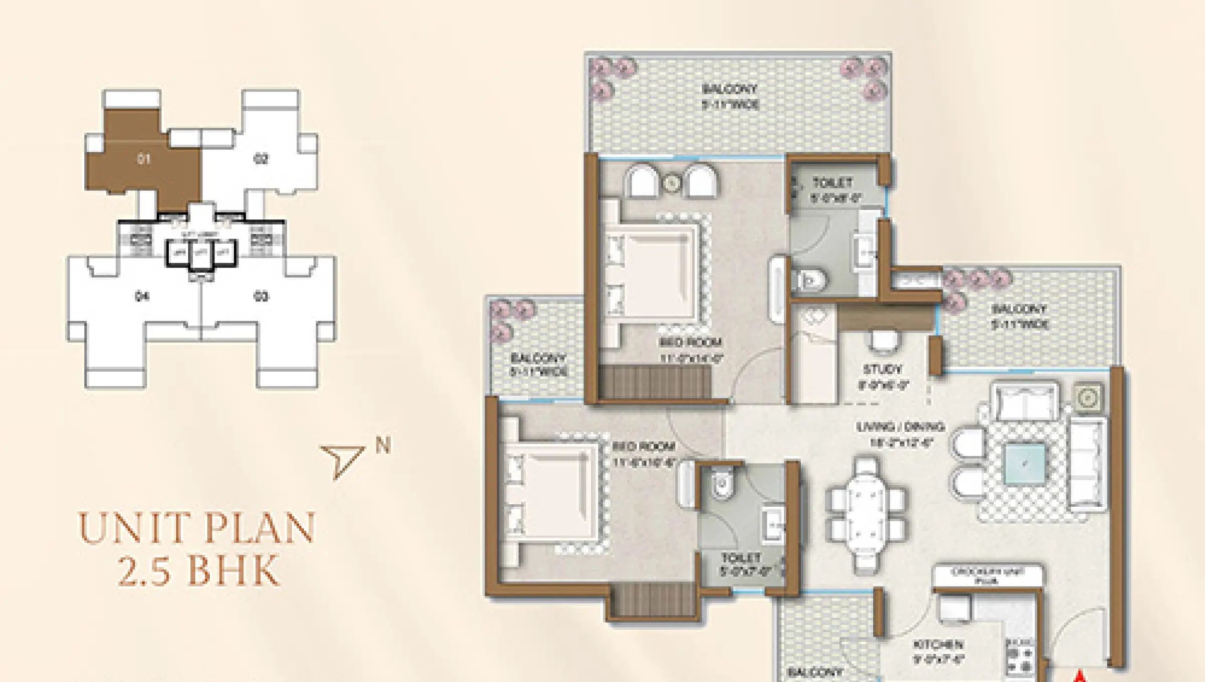 M3M Capital 2.5 BHK Apartment – 1310 Sq Ft